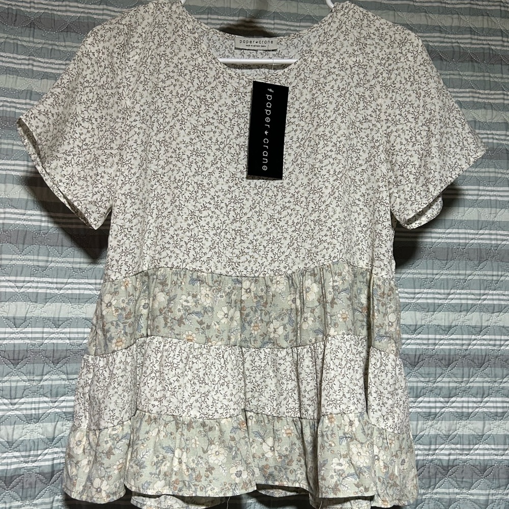 Size S - Paper Crane - Floral Shirt